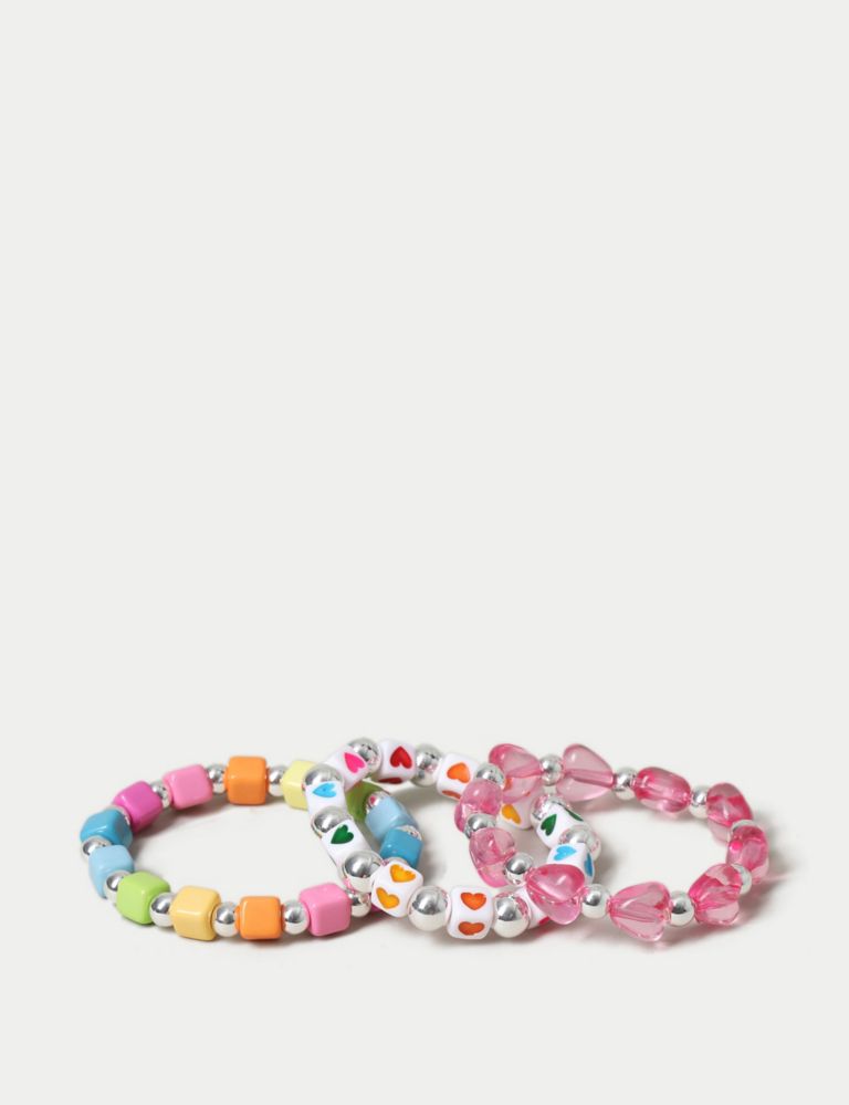 3 Pack Multicoloured Beaded Bracelet 1 of 2