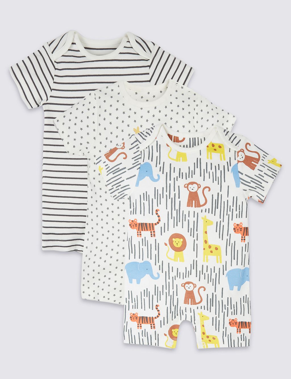 3 Pack Organic Cotton Rompers 3 of 6