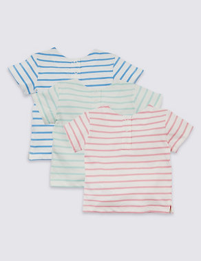 3 Pack Organic Cotton Striped T-Shirts Image 2 of 5