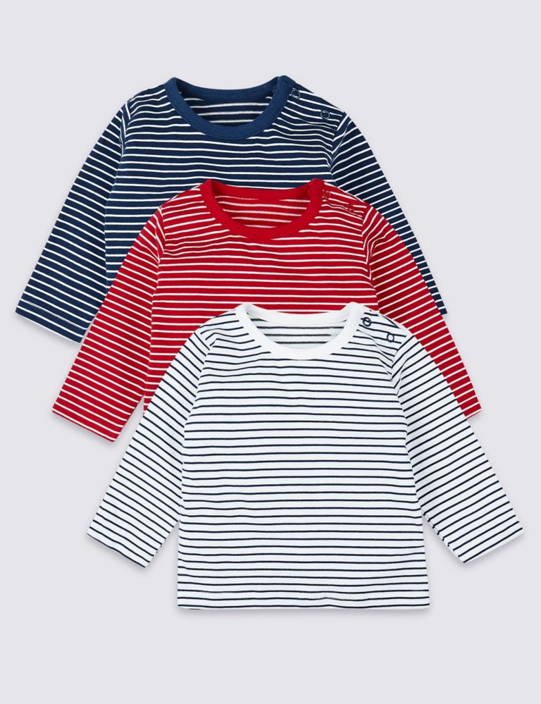 3 Pack Organic Cotton Striped Tops 1 of 5
