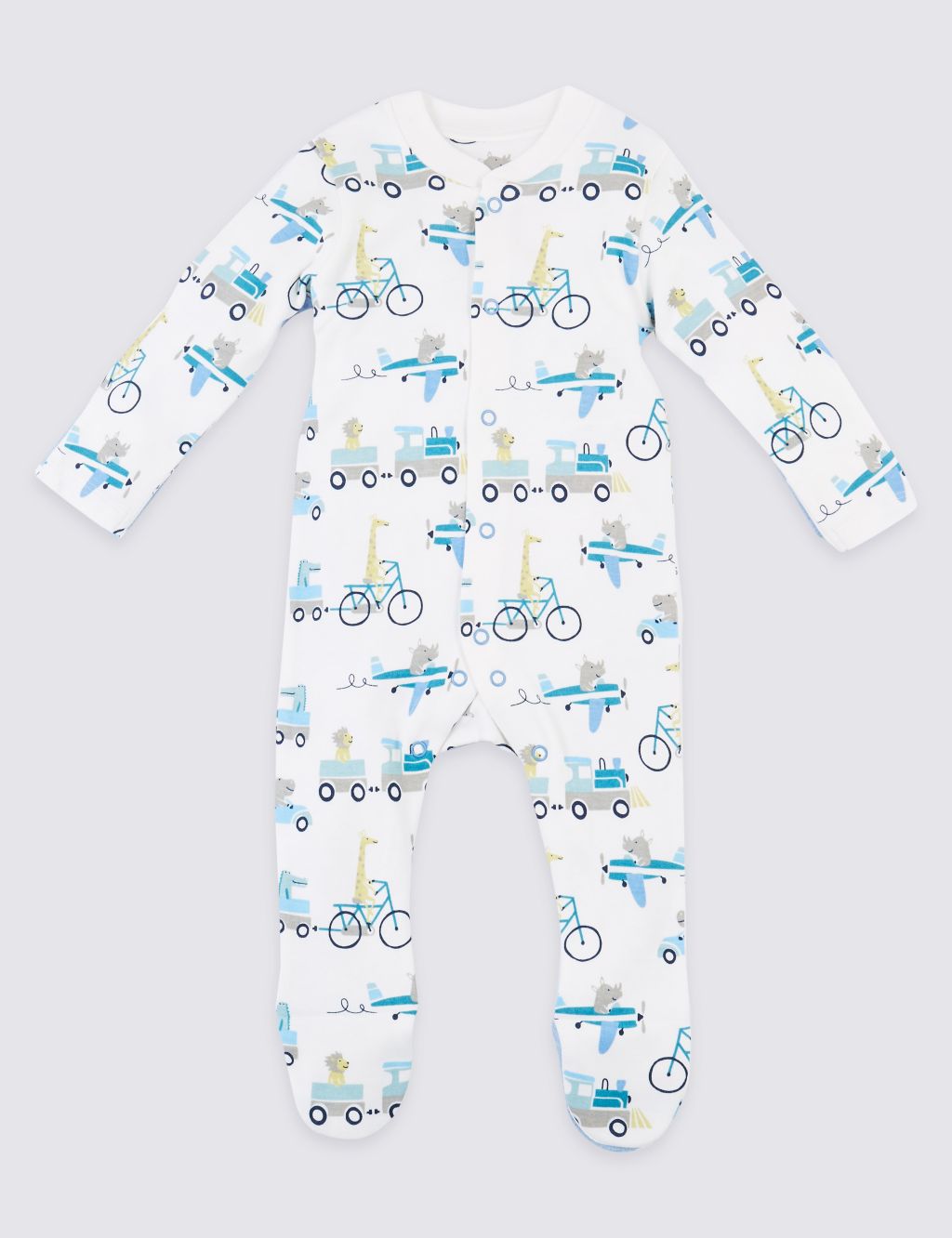 3 Pack Organic Pure Cotton Transport Sleepsuits 4 of 6