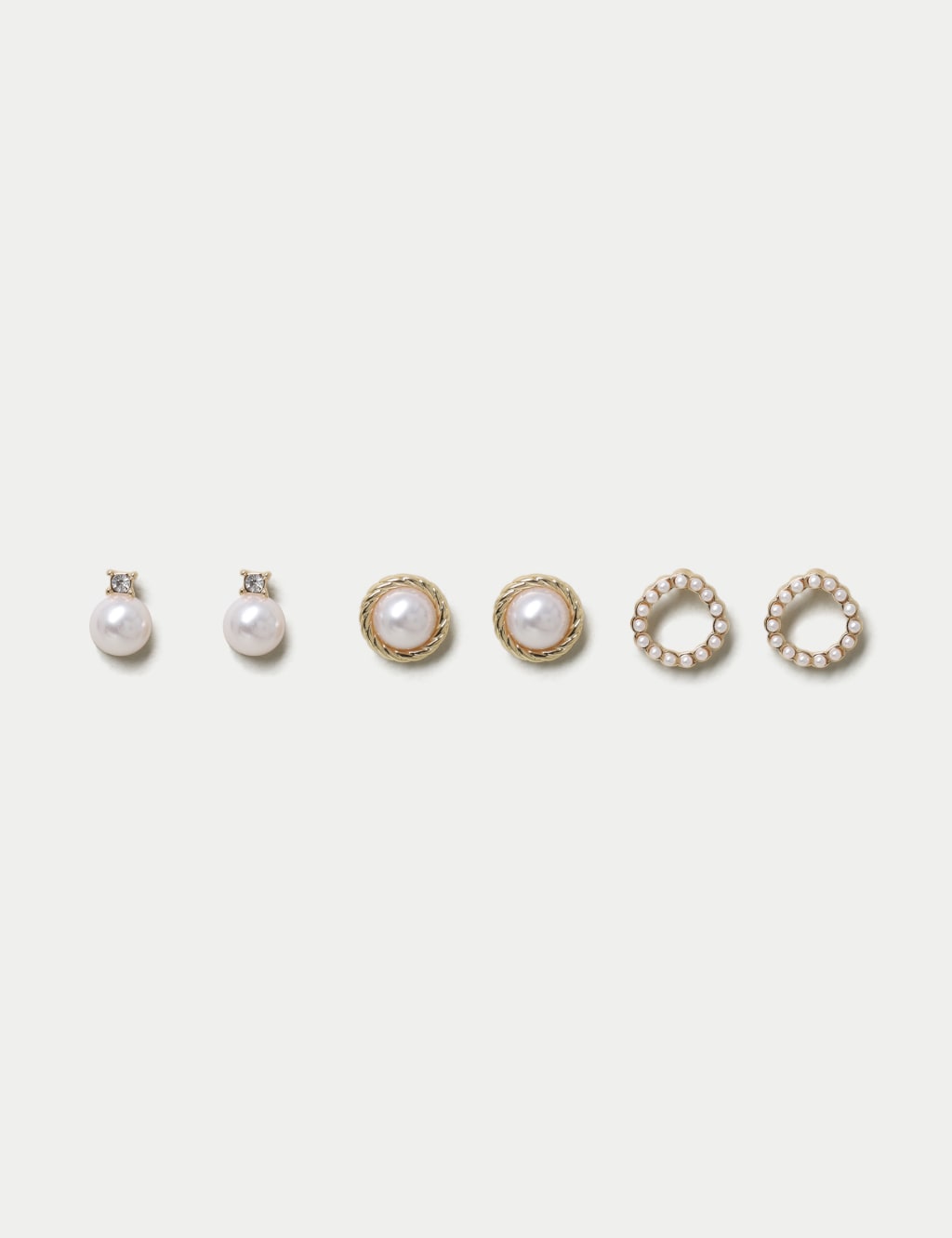 3 Pack Pearl Stud Earrings 1 of 2