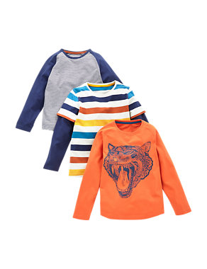 3 Pack Pure Cotton Animal Print T-Shirts (5-14 Years) Image 2 of 4
