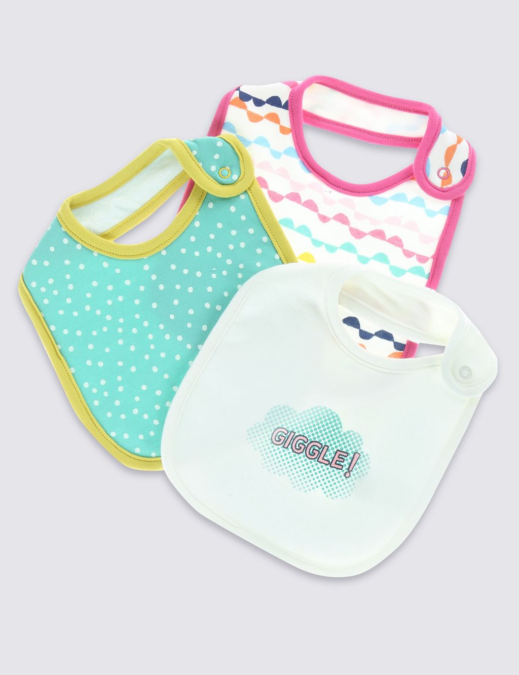 3 Pack Pure Cotton Assorted Bibs 1 of 2