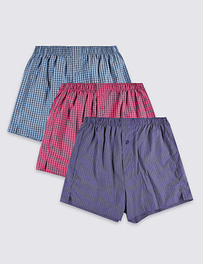 3 Pack Pure Cotton Assorted Boxers Image 2 of 3