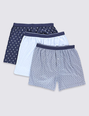 3 Pack Pure Cotton Assorted Boxers Image 2 of 3