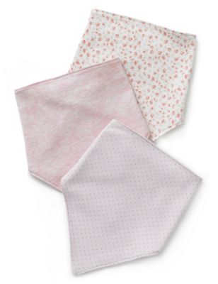 3 Pack Pure Cotton Assorted Dribble Bibs Image 1 of 1
