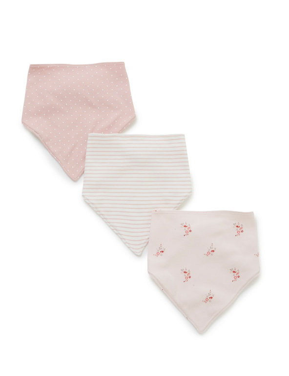 3 Pack Pure Cotton Assorted Dribble Bibs Image 1 of 2