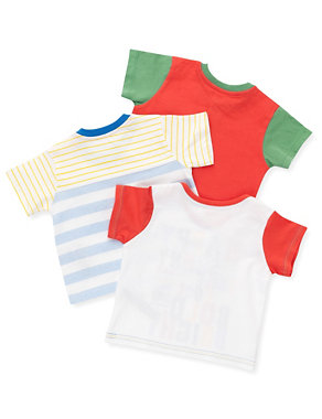 3 Pack Pure Cotton Assorted Graphic Print T-Shirts Image 2 of 4