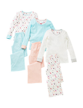 3 Pack Pure Cotton Assorted Pyjamas (5-14 Years) Image 2 of 3