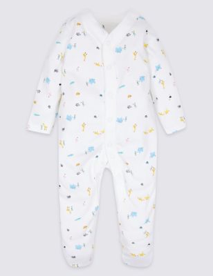 3 Pack Pure Cotton Assorted Sleepsuits Image 2 of 8