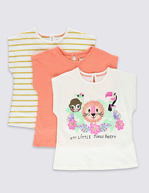 3 Pack Pure Cotton Assorted T-Shirts (1-7 Years) Image 2 of 7