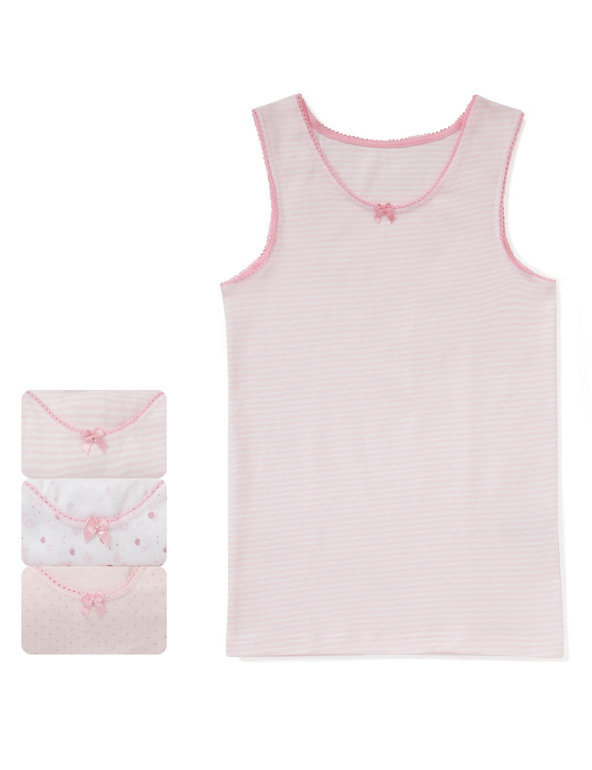 3 Pack Pure Cotton Assorted Vests (2-12 Years) Image 1 of 1