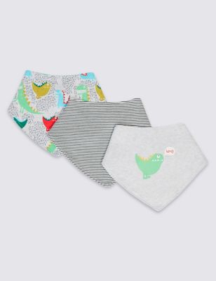3 Pack Pure Cotton Baby Dribble Bibs Image 1 of 1