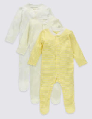 3 Pack Pure Cotton Baby Sleepsuits M S