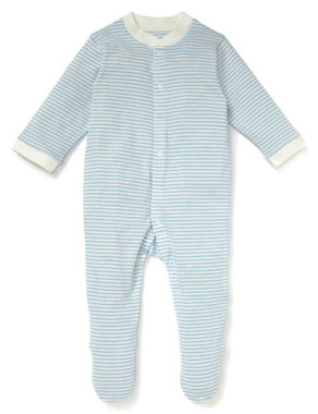3 Pack Pure Cotton Blue Star Sleepsuits Image 2 of 8