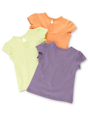 3 Pack Pure Cotton Broderie T-Shirts Image 2 of 4