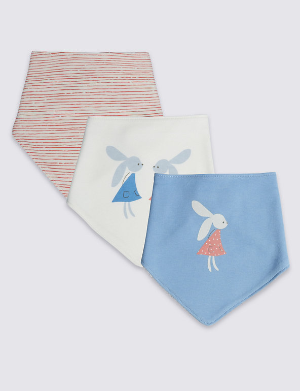 3 Pack Pure Cotton Bunny Dribble Bibs Image 1 of 1