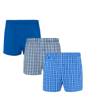 3 Pack Pure Cotton Checked Boxers Image 2 of 4