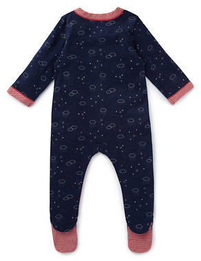 3 Pack Pure Cotton Cloud Sleepsuit Image 2 of 7