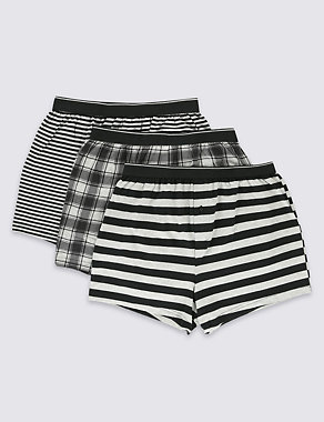 3 Pack Pure Cotton Cool & Fresh™ Assorted Monochrome Boxers with StayNEW™ Image 2 of 3