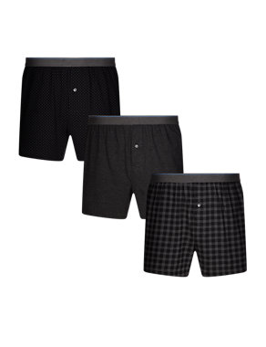 3 Pack Pure Cotton Cool & Fresh™ Gingham Checked Boxers Image 2 of 3