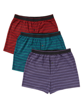 3 Pack Pure Cotton Cool & Fresh™ Ombre Feeder Striped Boxers Image 2 of 3