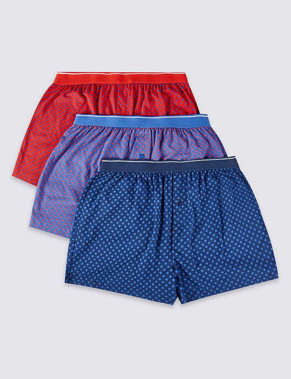 3 Pack Pure Cotton Cool & Fresh™ Spotted Boxers with StayNEW™ Image 1 of 2