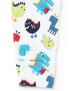 3 Pack Pure Cotton Dinosaur Sleepsuits Image 2 of 5