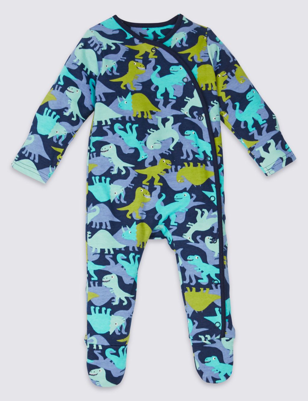 3 Pack Pure Cotton Dinosaur Sleepsuits 1 of 9