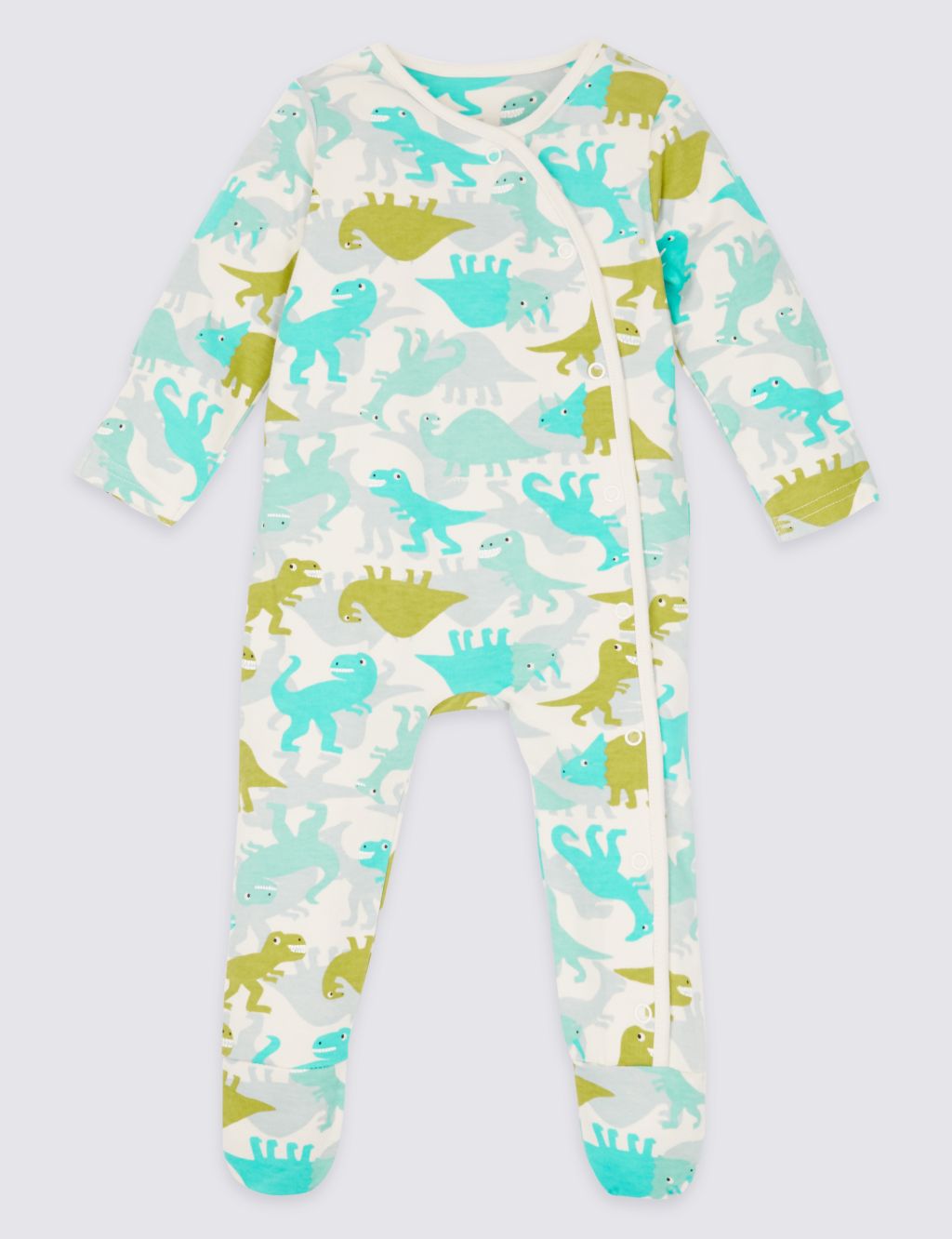 3 Pack Pure Cotton Dinosaur Sleepsuits 2 of 9