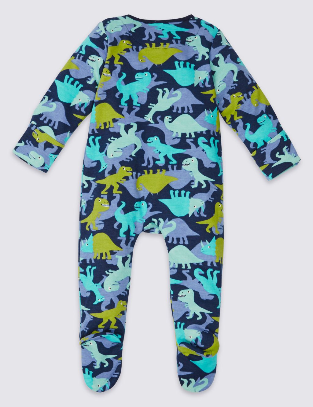 3 Pack Pure Cotton Dinosaur Sleepsuits 8 of 9