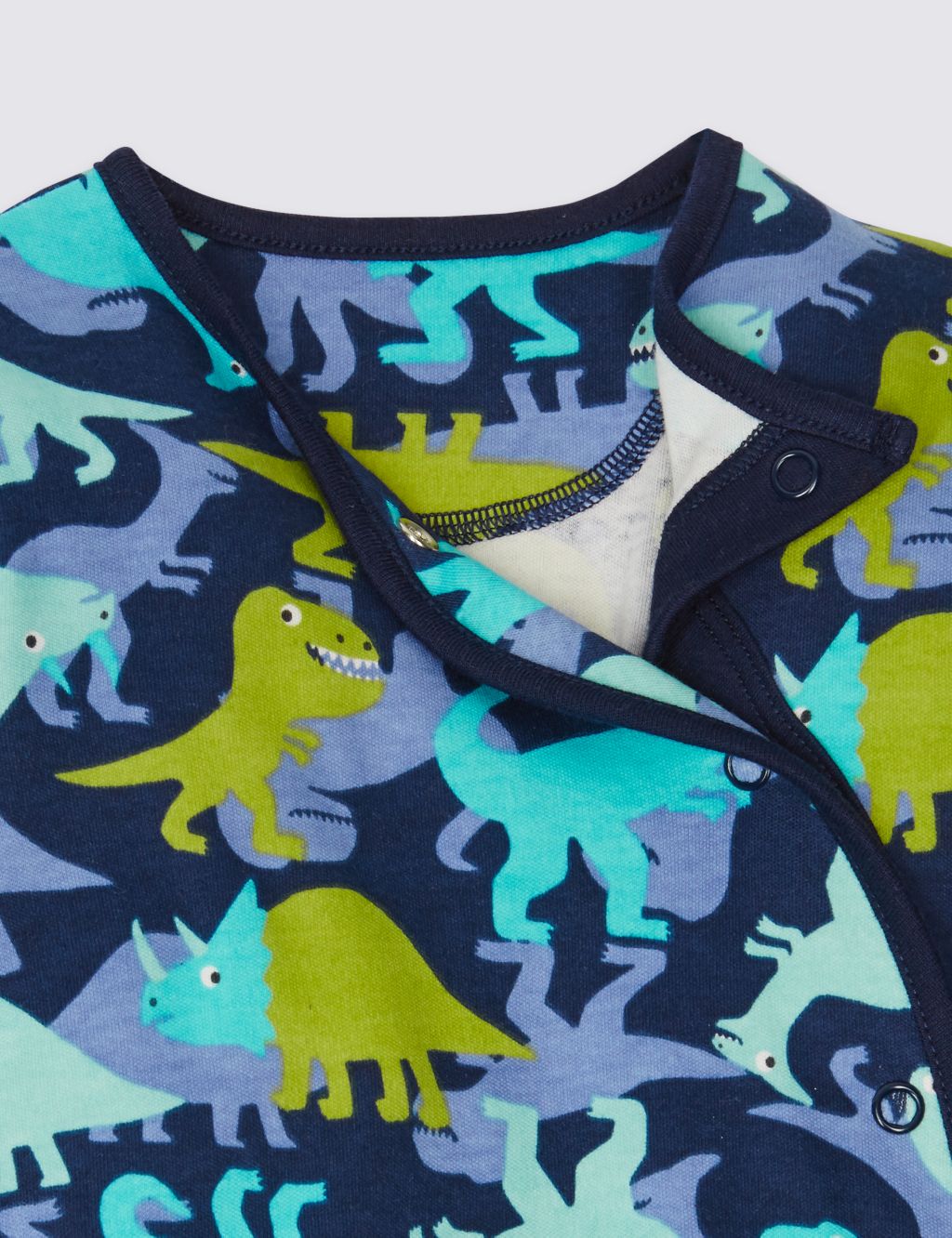 3 Pack Pure Cotton Dinosaur Sleepsuits 4 of 9