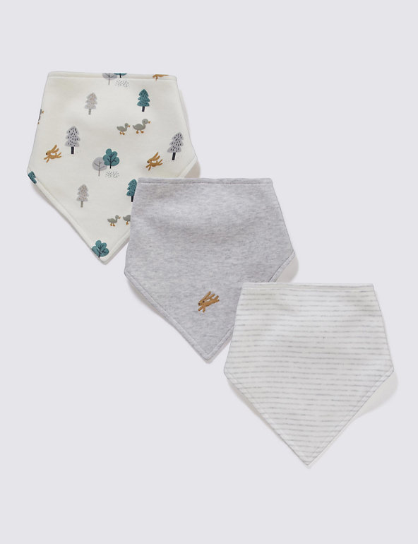 3 Pack Pure Cotton Dribble Bibs Image 1 of 2