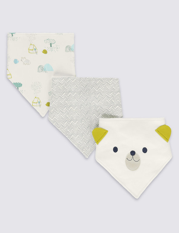 3 Pack Pure Cotton Dribble Bibs Image 1 of 1