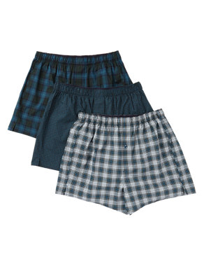 3 Pack Pure Cotton Easy to Iron Checked Boxers Image 2 of 3