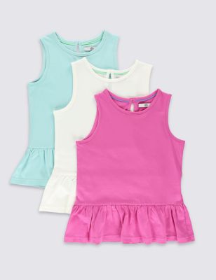 3 Pack Pure Cotton Frill Vests (1-7 Years) Image 2 of 8