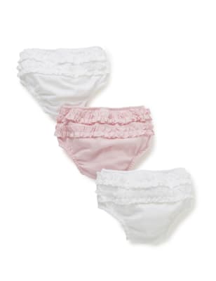 3 Pack Pure Cotton Frilled Knickers | M&S