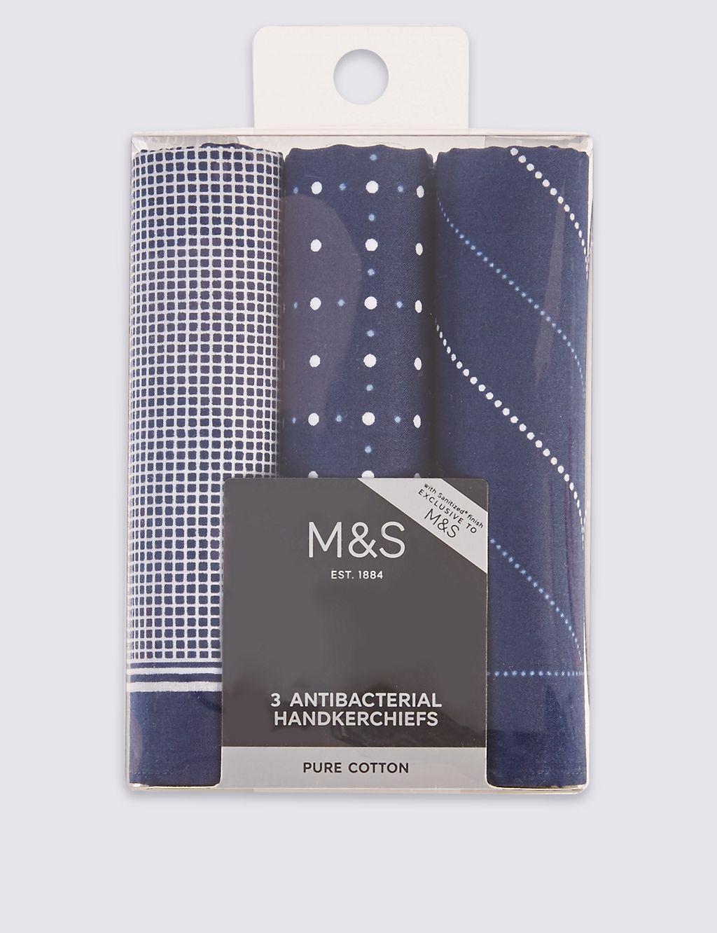 3 Pack Pure Cotton Handkerchiefs with Sanitized Finish® 1 of 2