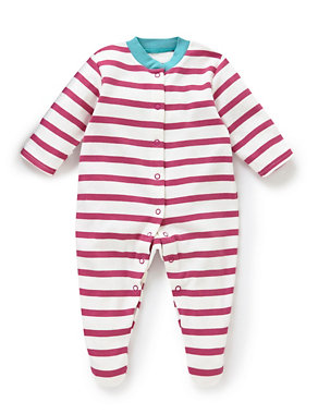 3 Pack Pure Cotton Heart Sleepsuits Image 2 of 6