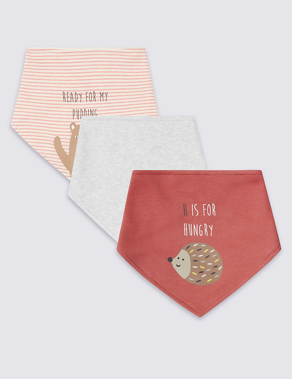 3 Pack Pure Cotton Hungry Animal Bibs Image 1 of 2