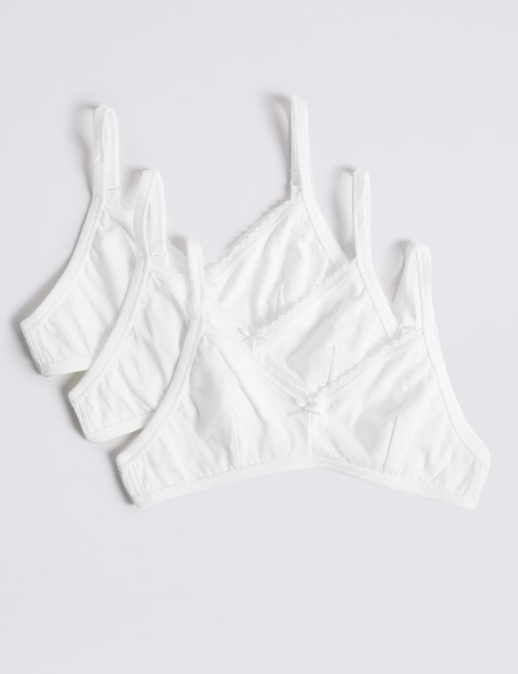3 Pack Pure Cotton Lace Trim Bras (AB) M&S