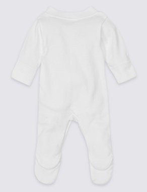 3 Pack Pure Cotton Long Sleeve Sleepsuits Image 2 of 6