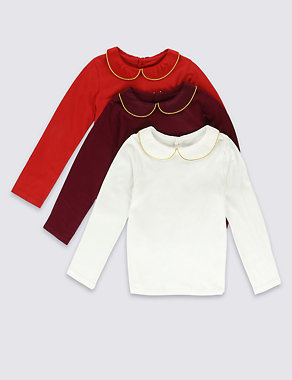 3 Pack Pure Cotton Long Sleeve Tops (1-7 Years) Image 2 of 6