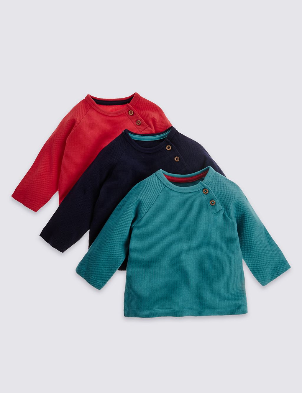 3 Pack Pure Cotton Long Sleeve Tops 3 of 7