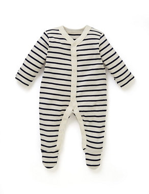3 Pack Pure Cotton Nautical Theme Sleepsuits Image 2 of 5