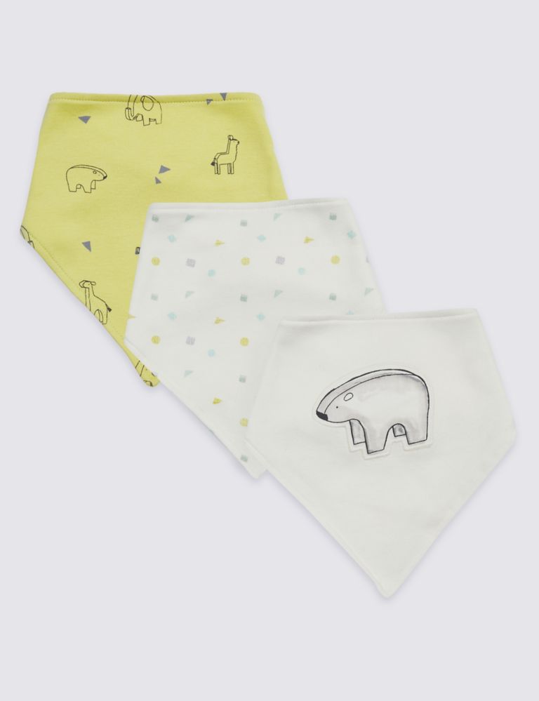 3 Pack Pure Cotton Organic Printed Bibs 1 of 2