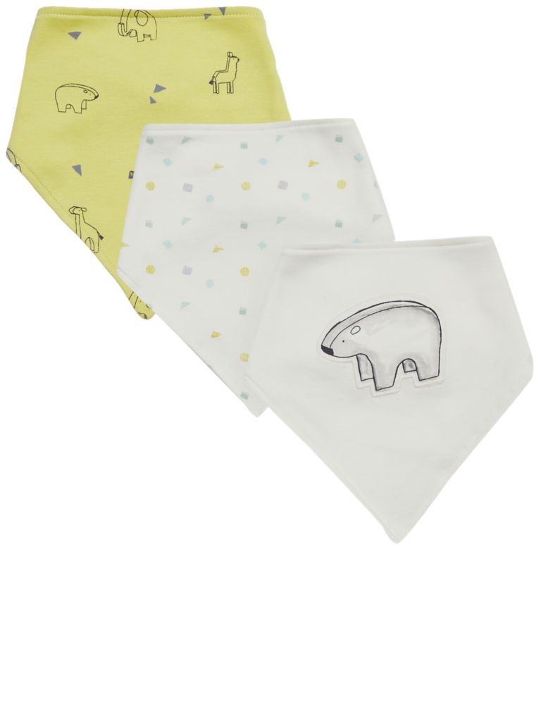 3 Pack Pure Cotton Organic Printed Bibs 2 of 2