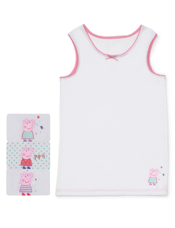 3 Pack Pure Cotton Peppa Pig™  Vests (2-7 Years) Image 1 of 1