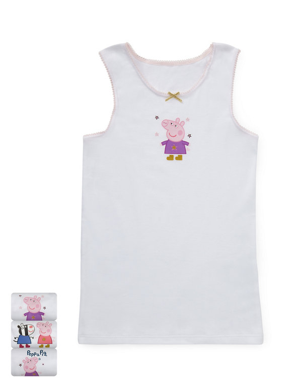3 Pack Pure Cotton Peppa Pig™ Vests (Younger Girls) Image 1 of 1